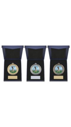 60mm Male Golf Medal in Case (Gold) Multicoloured 6cm