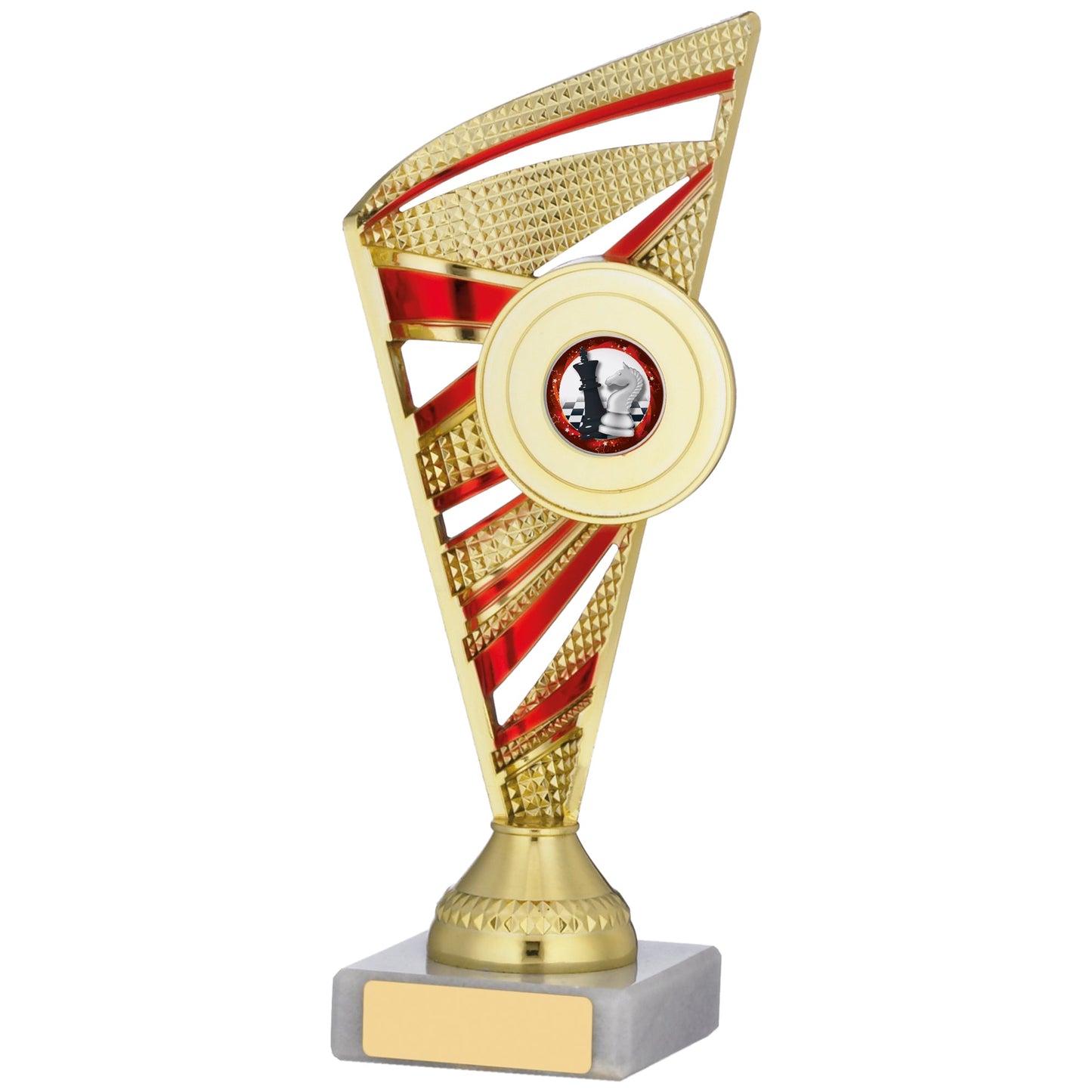 8.75" GOLD AND RED TROPHY 22.5cm