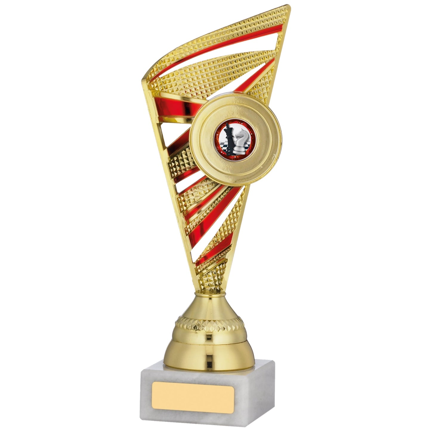 9.75" GOLD AND RED TROPHY 25cm