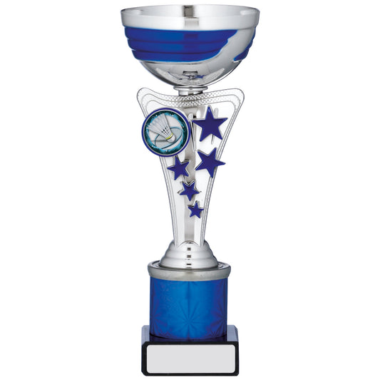 8.25" SILVER AND BLUE CUP TROPHY 21cm