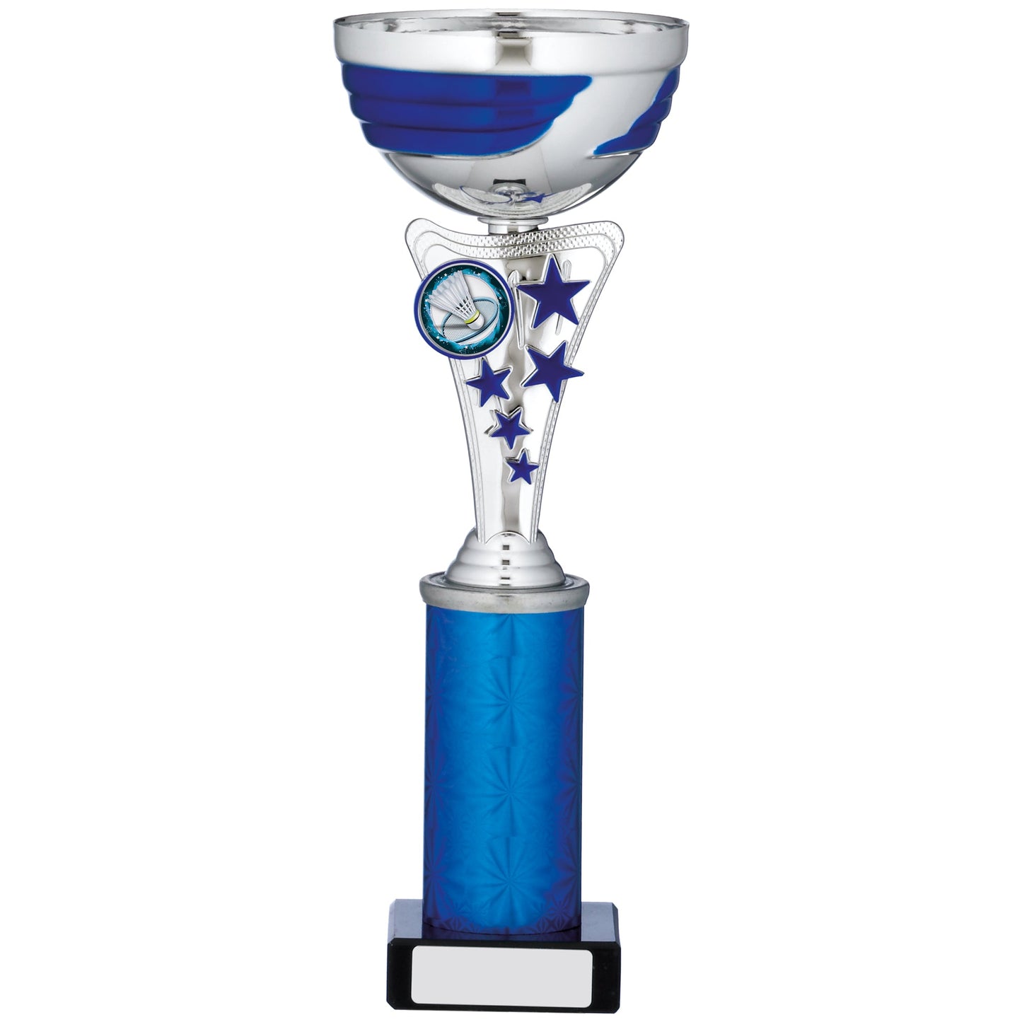 11" SILVER AND BLUE CUP TROPHY 28cm