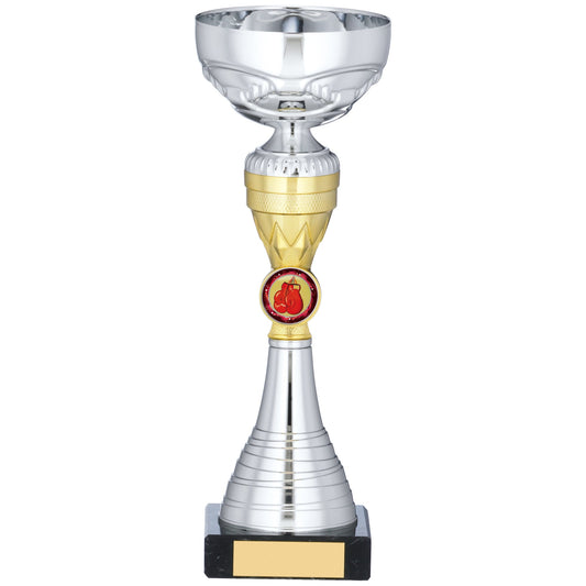 9.75" SILVER AND GOLD TROPHY 25cm