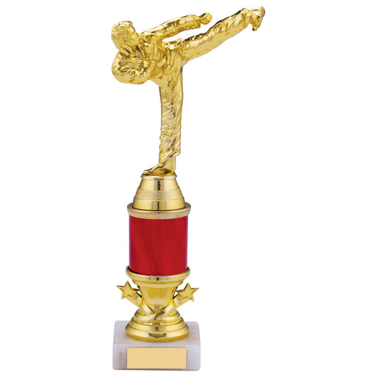 9.5" GOLD RED KARATE TROPHY 24cm