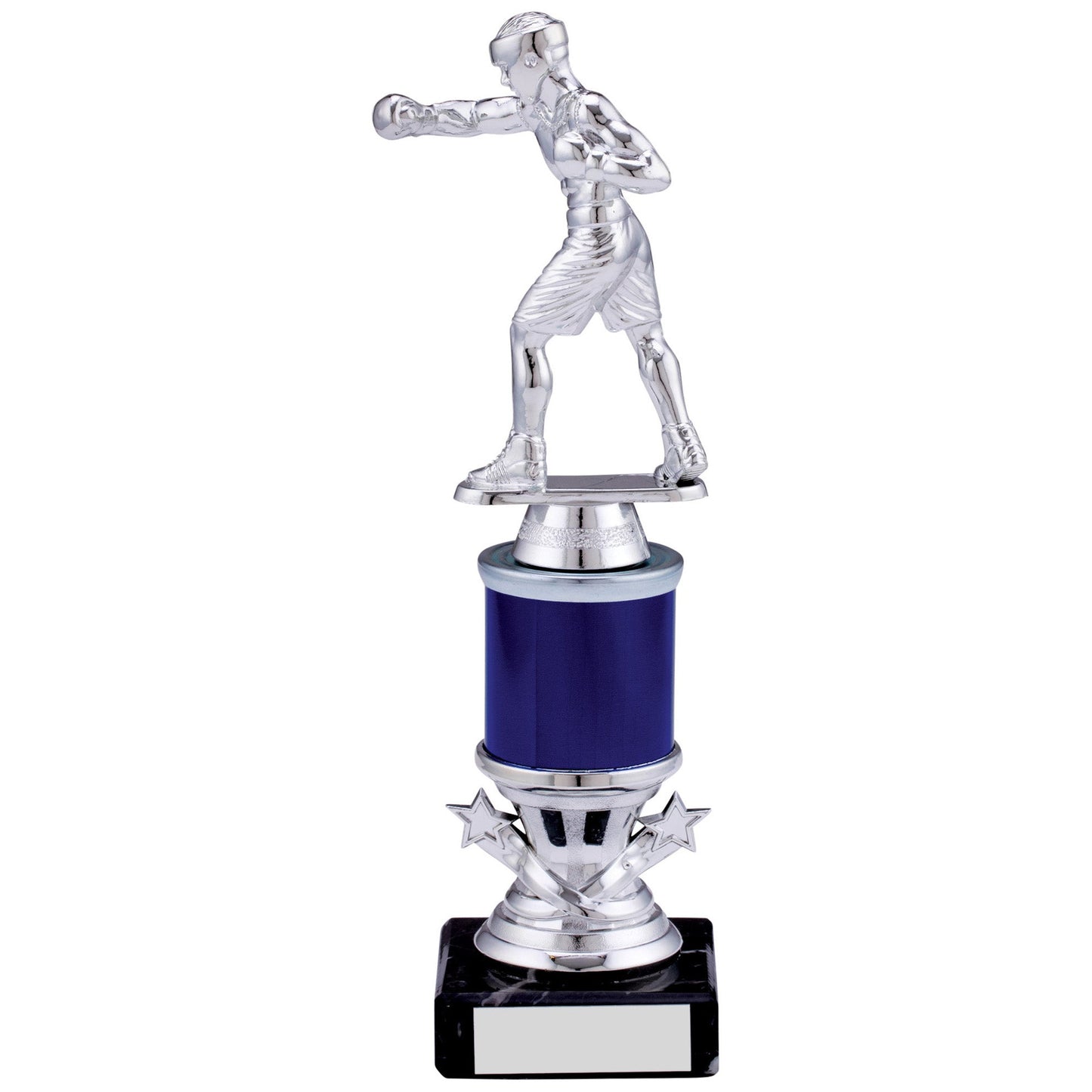 9.5" SILVER BLUE BOXING TROPHY 24cm