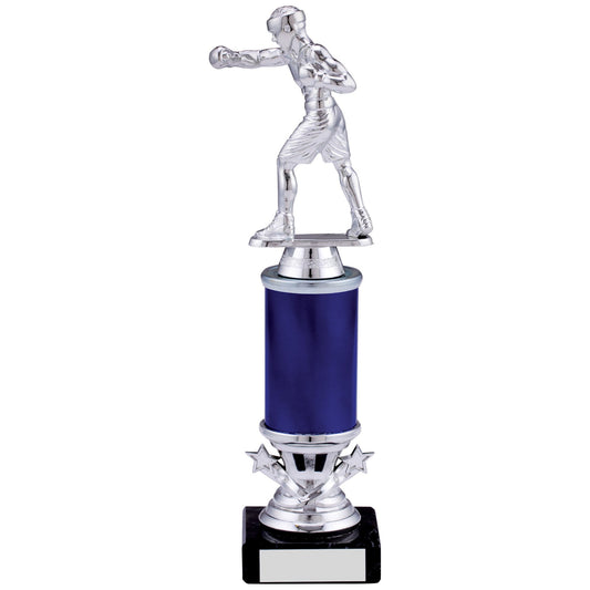 10.5" SILVER BLUE BOXING TROPHY 26.5cm