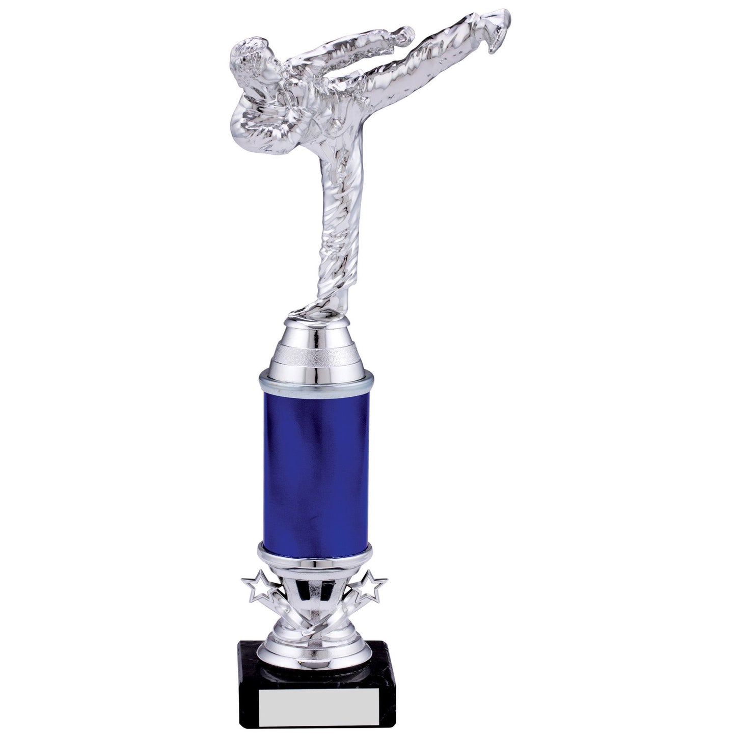 10.5" SILVER BLUE KARATE TROPHY 26.5cm