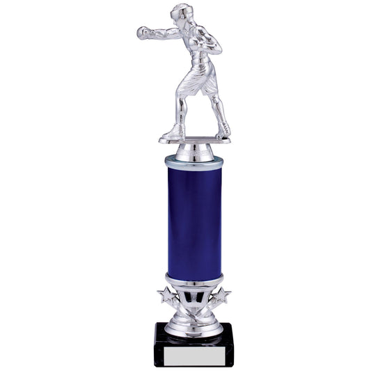 11.5" SILVER BLUE KARATE TROPHY 29cm