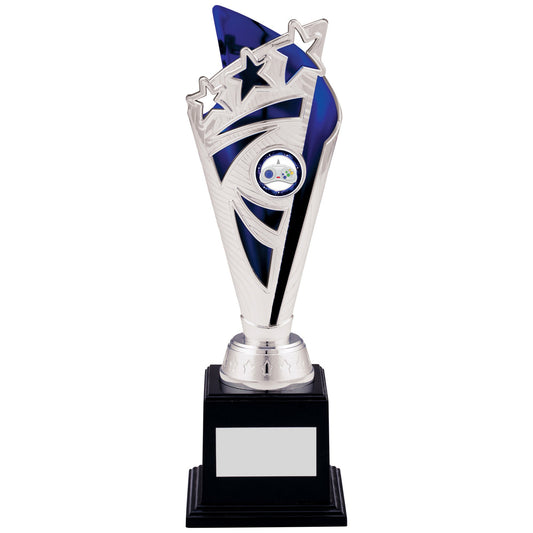 9.25" SILVER BLUE TROPHY 23.5cm