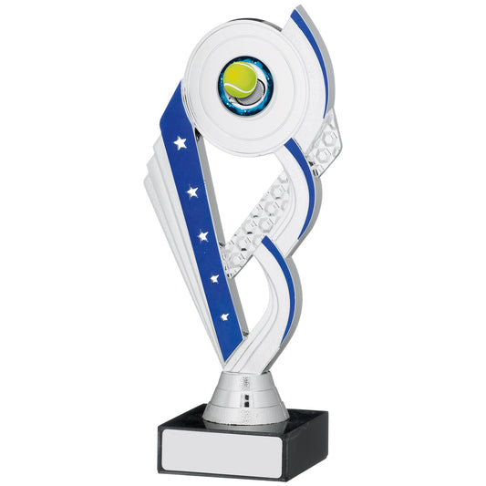 SILVER AND BLUE TROPHY 19cm