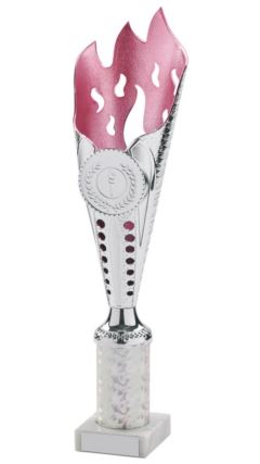 Silver/Pink Flame Sculpture Award Silver/Pink 31cm