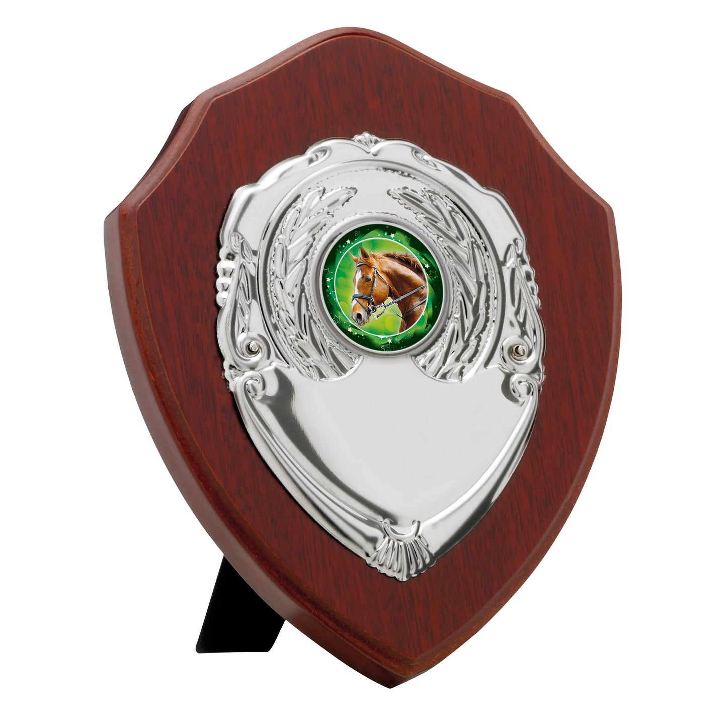 5" MAHOGANY FINISH PRESENTATION SHIELD 12.5cm