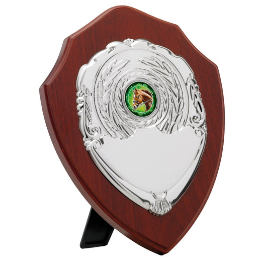 7" MAHOGANY FINISH PRESENTATION SHIELD 18cm