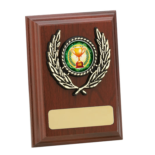 6" MAHOGANY FINISH PLAQUE 10cm