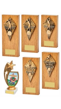 Golf Package - 6 Awards Light Oak 17cm