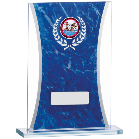 6.5" BLUE MARBLE MIRRORED GLASS AWARD 16.5cm