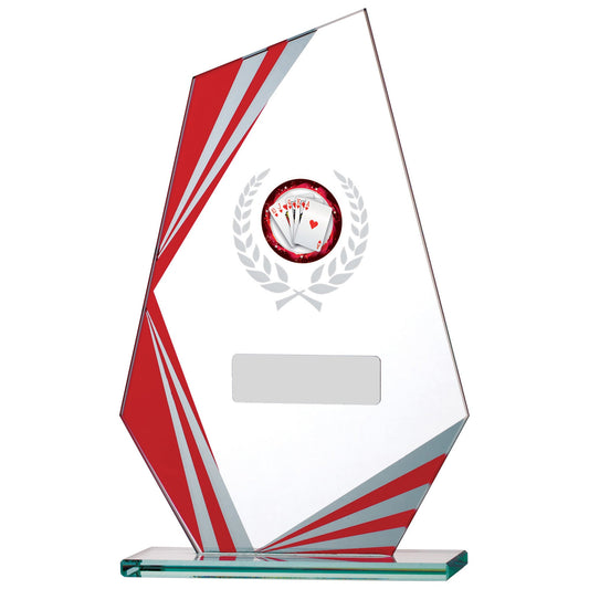 7.25" RED CLEAR GLASS AWARD 18.5cm