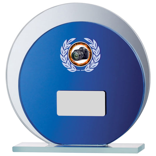 6" BLUE MIRROR GLASS AWARD 15cm