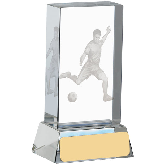 4" FOOTBALL GLASS BLOCK WITH PLAYER 10cm