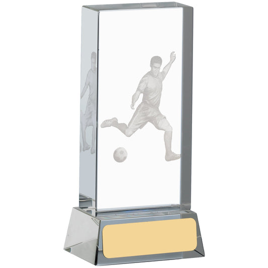 4.75" FOOTBALL GLASS BLOCK WITH PLAYER 12cm