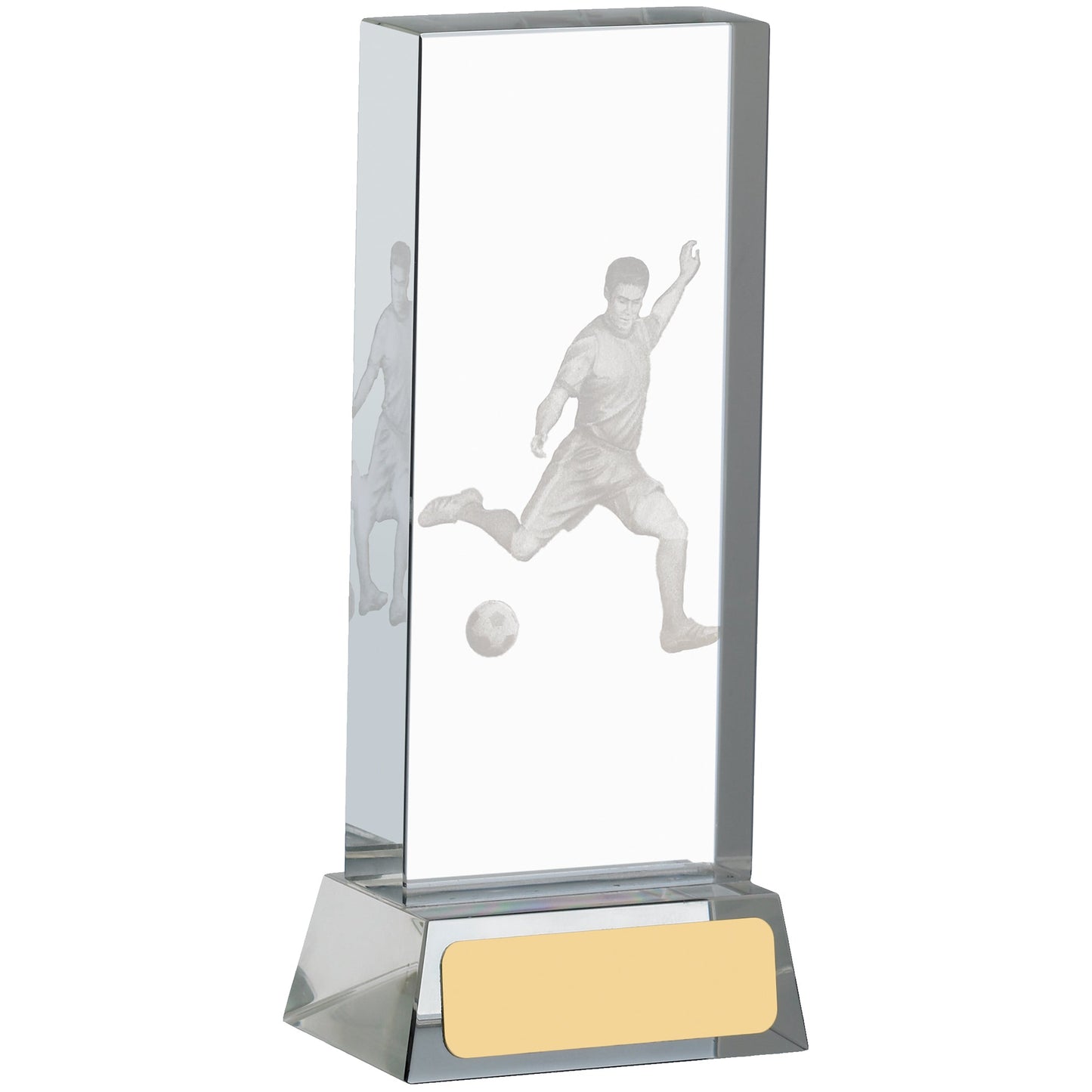 5.5" FOOTBALL GLASS BLOCK WITH PLAYER 14cm