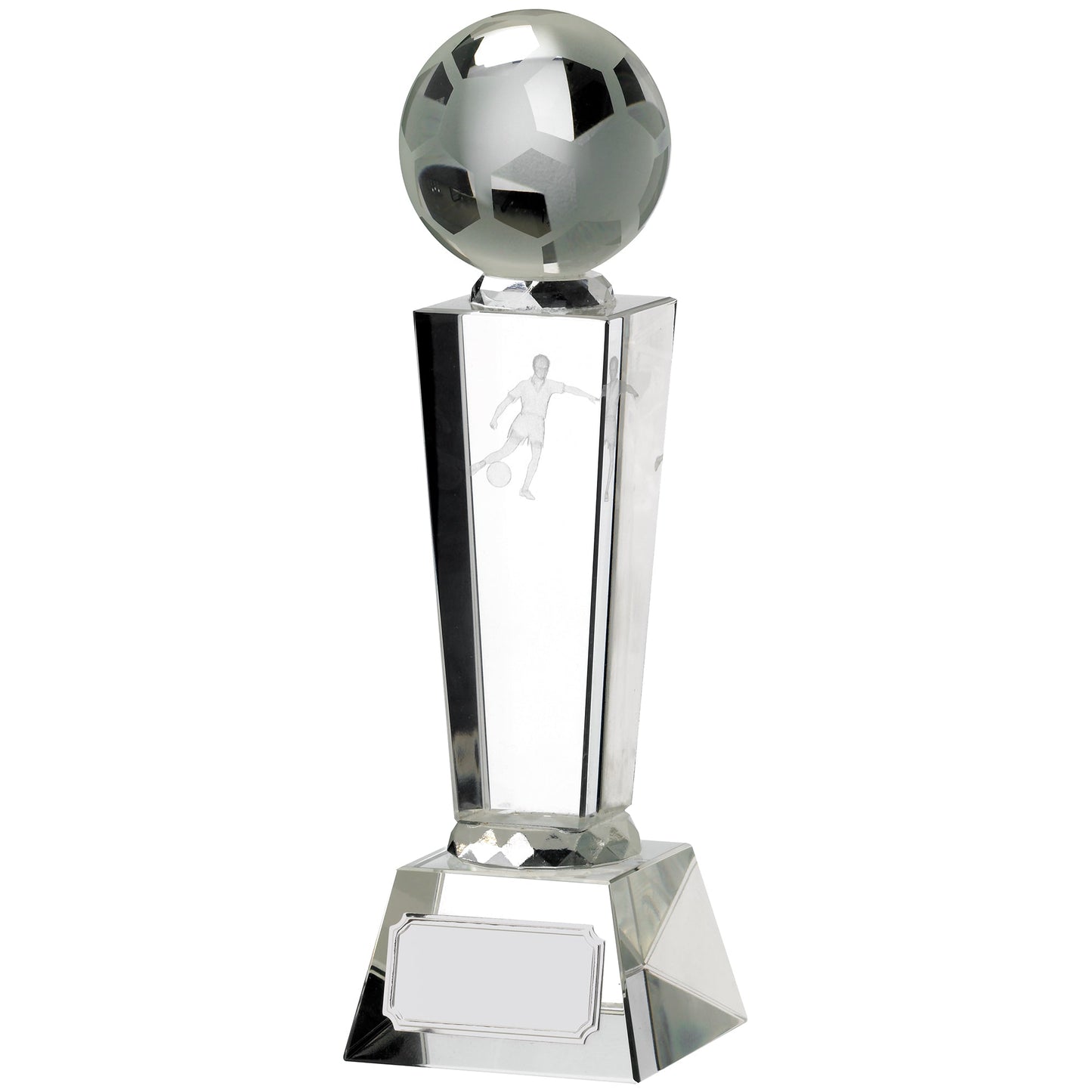 8.5" VICTORY FOOTBALL GLASS PILLAR AWARD 21cm