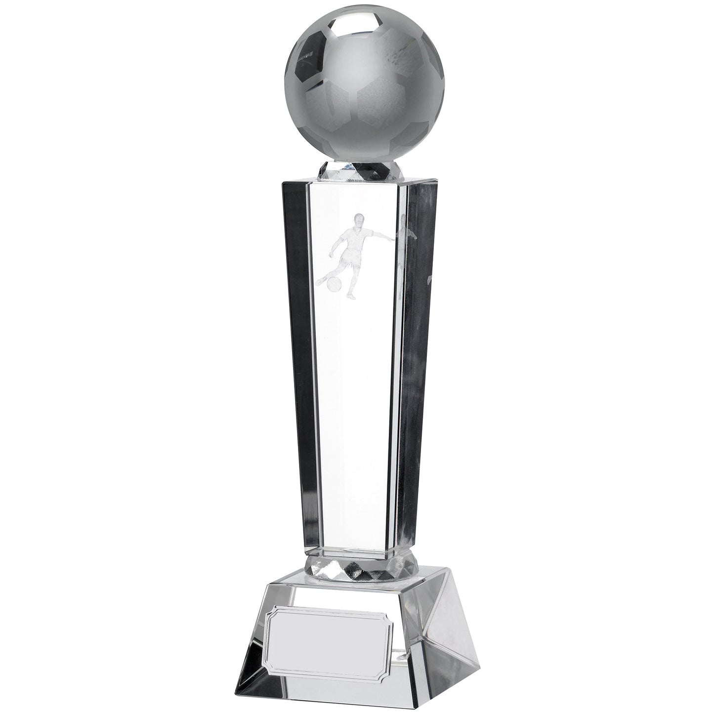 9" VICTORY FOOTBALL GLASS PILLAR AWARD 22.5cm