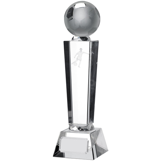 9" VICTORY FOOTBALL GLASS PILLAR AWARD 22.5cm