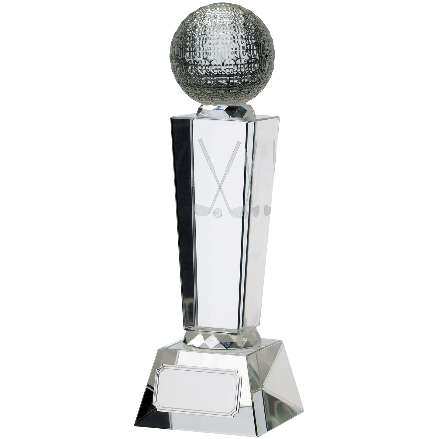 9" GOLF GLASS AWARD WITH BALL 23cm