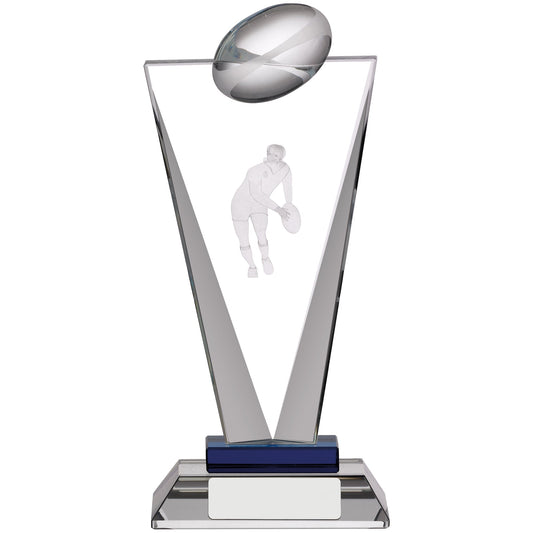 7.25"PINNACLE RUGBY GLASS AWARD 18.5cm