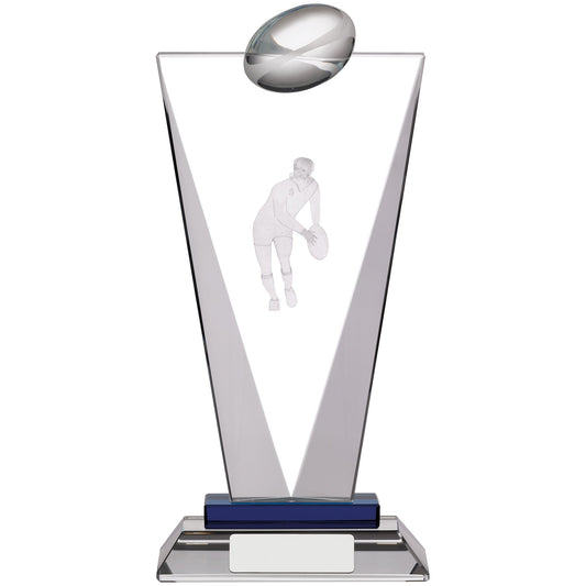 8.75" PINNACLE RUGBY GLASS AWARD 22cm