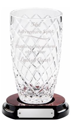 24% Lead Crystal Vase with Panel on Wood Base Clear 31.5cm