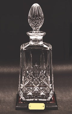 Crystal Decanter on Wood Stand Clear 32cm