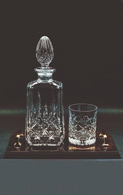 Crystal Spirit Decanter and Spirit Glass on Tray Clear 32cm