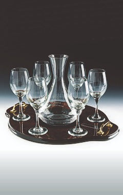 Wine Decanter and 6 Wine Glasses on Tray Clear 28cm