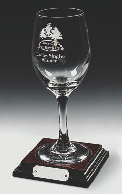 Single Wine Glass on Wood Stand Clear 22cm