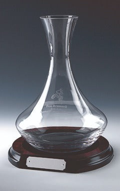 Wine Decanter on Wood Stand Clear 28cm