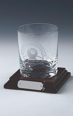 Single Spirit Glass on Wood Stand Clear 11cm