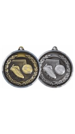 50mm Diamond Edged Football Medal (Gold/Silver) Silver 5cm