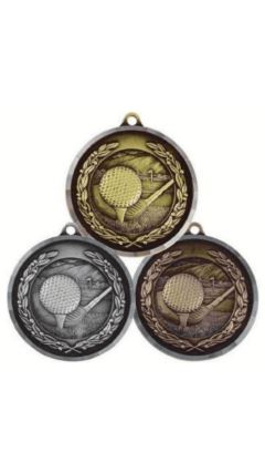 50mm Diamond Edged Golf Club Medal (Bronze) Ant Bronze 5cm