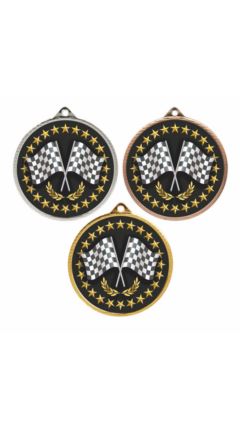 55mm Medal - Crossed Flags Gold 5.5cm