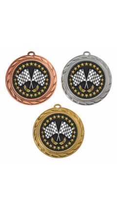 70mm Medal - Crossed Flags Gold 7cm