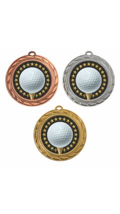 70mm Medal - Golf Gold 7cm