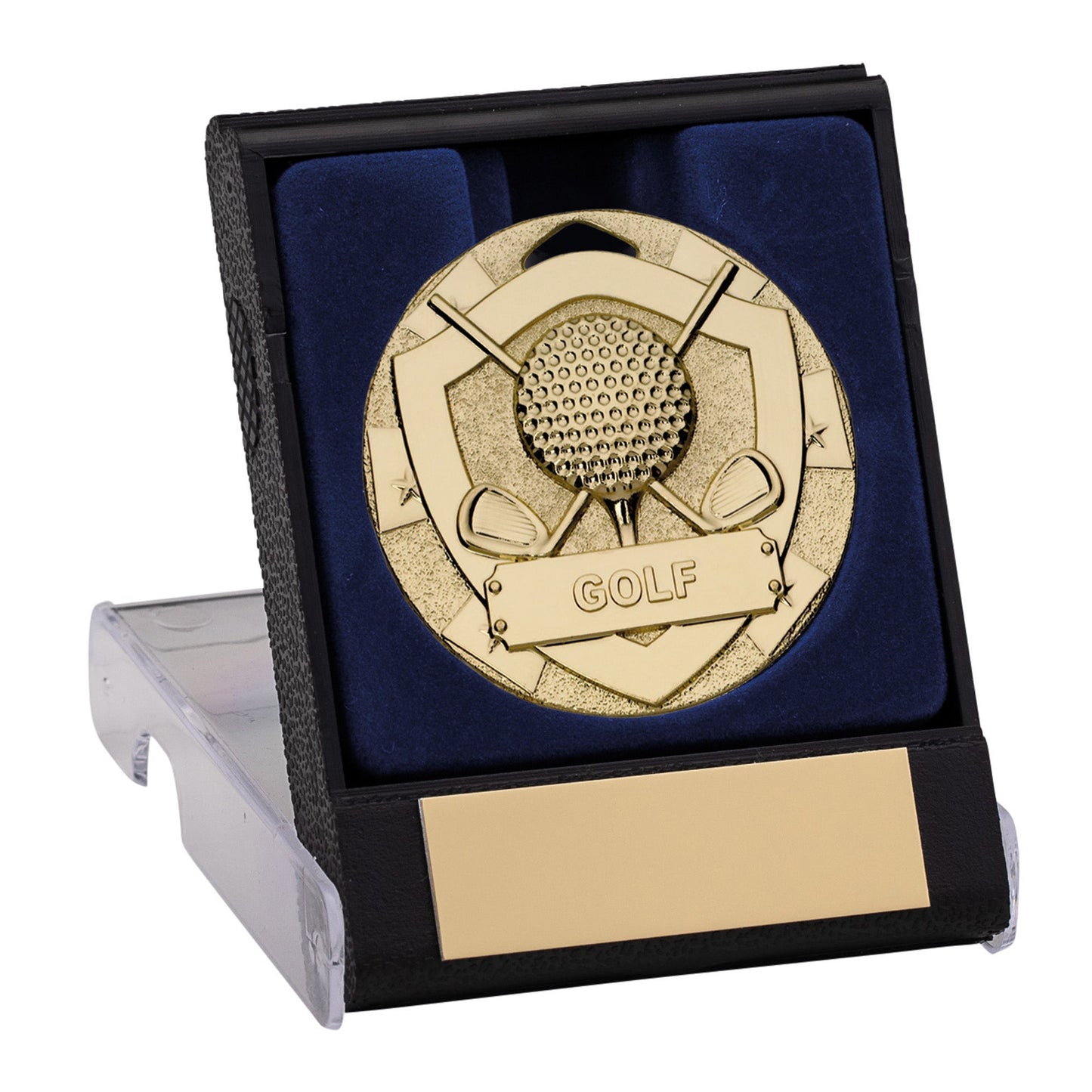 50MM GOLD GOLF MEDAL IN BOX