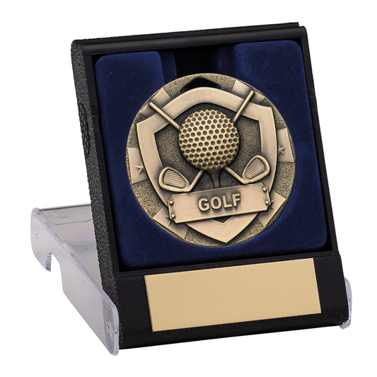 50MM BRONZE GOLF MEDAL IN BOX