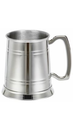 1 Pint Banded Stainless Steel Tankard Silver 11.5cm