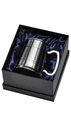 1 Pint Banded Stainless Steel Tankard in Presentation Case Silver 11.5cm