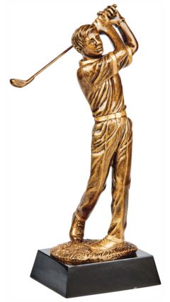 Antique Gold Resin Male Golfer Ant Gold 21.5cm