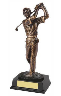 Antique Gold Resin Male Golfer Ant Gold 25cm