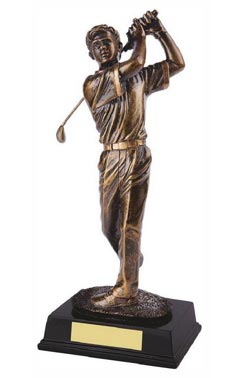 Antique Gold Resin Male Golfer Ant Gold 30cm