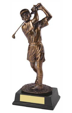 Antique Gold Resin Female Golfer Ant Gold 26cm